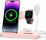 Wireless Charger iPhone Charging Station: 3 in 1 Charger Stand Multiple Devices for Apple - iPhone 16e 16 15 14 Pro Max 13 12 11 - Watch 10 9 8 7 6 5 4 3 2 SE and Ultra Series - Airpods 4 3 2 Pro - PureLivingMart