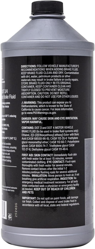 Valvoline DOT 3 & 4 Synthetic Brake Fluid with High Boiling Point, Corrosion Protection, Vapor Lock Resistance, Compatible with ABS, Disc and Drum Brake Systems, 32oz