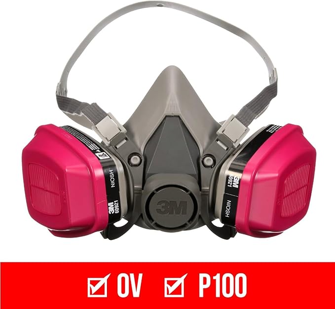 3M P100/OV Odor/Particulate Multi-PLrpose Reusable Respirator 65021, NIOSH-APPROVED Organic Vapor Cartridge, Medium