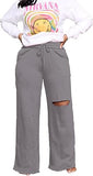 PINSV Wide Leg Pants for Women Drawstring Baggy Casual Sweatpants