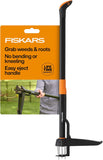 Fiskars Stand-Up Weed PLller Tool, 4 Serrated Stainless Steel Claws Grip Roots for Permanent Removal, Reinforced Foot Platform Penetrates Tough Soil, Easy-Eject & Ergonomic Offset Handle, 39"