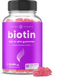 NutraChamps Biotin Gummies 10000mcg [High Potency] for Healthy Hair, Skin & Nails Vitamins for Women, Men & Kids - 5000mcg in Each Hair Vitamins Gummy - Vegan, Non-GMO, Hair Health Supplement