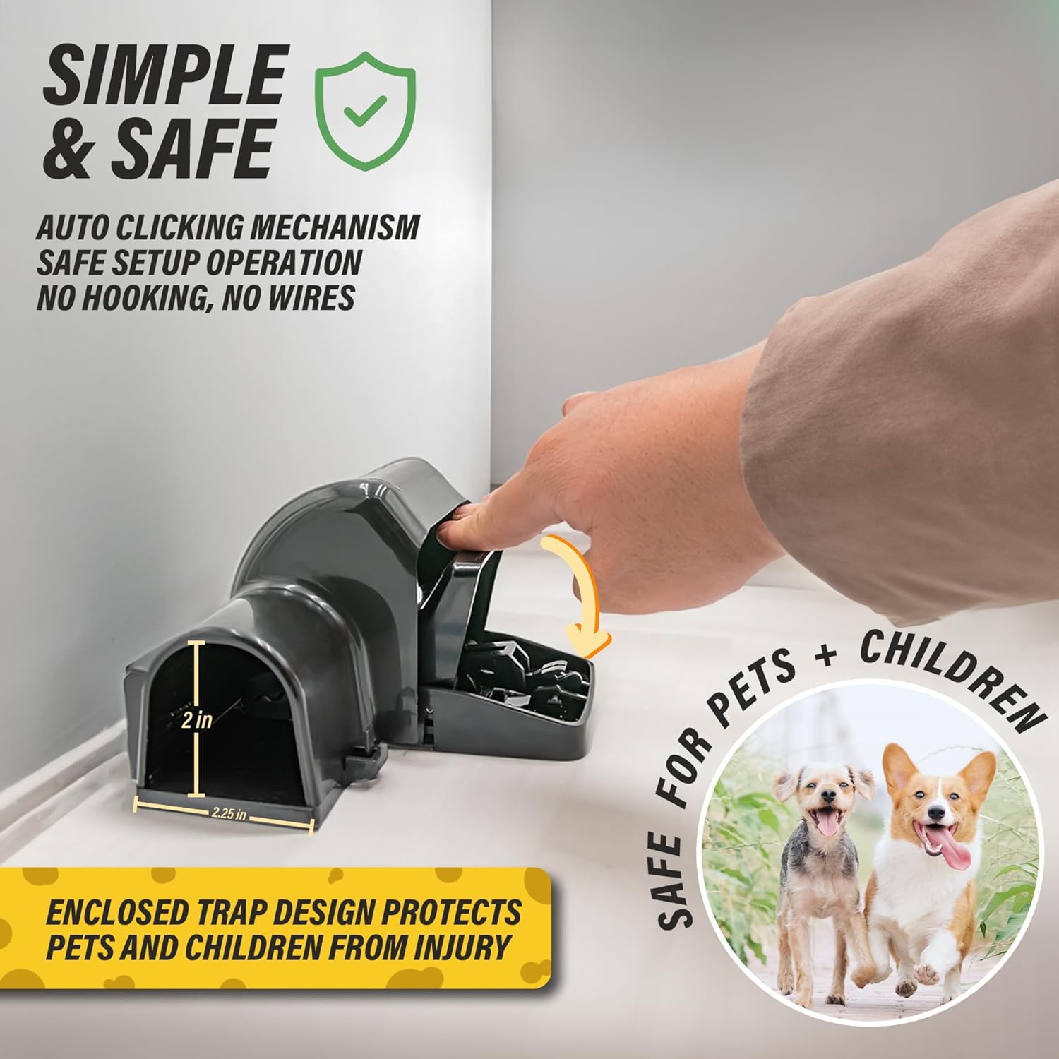 TRATPER Rat and Chipmunk Traps. Prevents Accidental Triggering with Dual Tunneled Design. Covered Snap Traps for Humane Kill, Reusable, Pest Control for Rats, Indoor & Outdoor Use. 2 Pack
