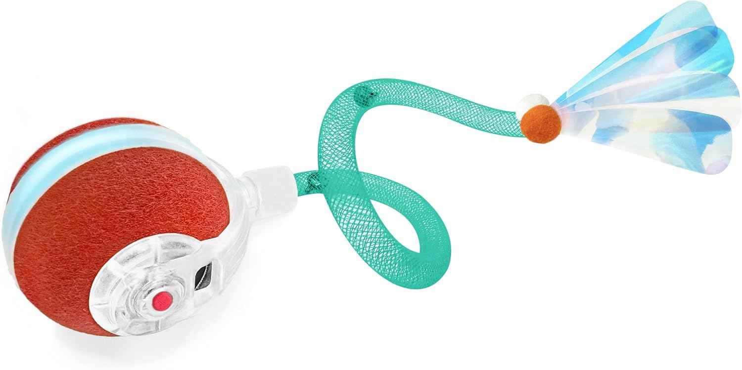 Interactive Cat Toys for Indoor Cats,The 3rd Generation Agile Moving Cat Ball with Elastic Mesh Tail,Automatic Kitten Toys for Bored Indoor Cats,Motion Activated (Orange)