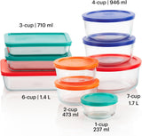 Pyrex Simply Store (9-Pack) Mixed Sized Glass Food Storage Set, Round & Rectangular Containers With Plastic Lids, BPA-Free, Dishwasher & Microwave Safe