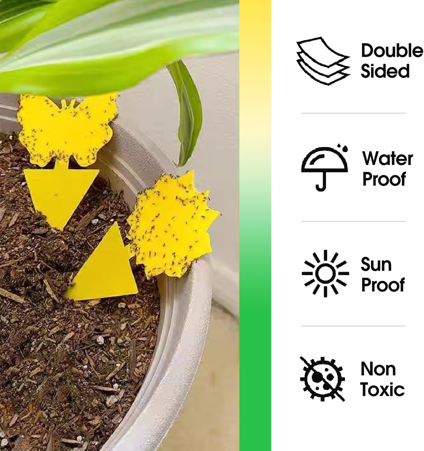 58 Pack Flying Insect Traps for Plants – Yellow Sticky Traps for Fungus Gnats, Flies & Flying Bugs, Indoor Outdoor Flying Bug Catcher for Pots, Garden & Kitchen, Kid & Pet Safe, Non-Toxic, Odorless