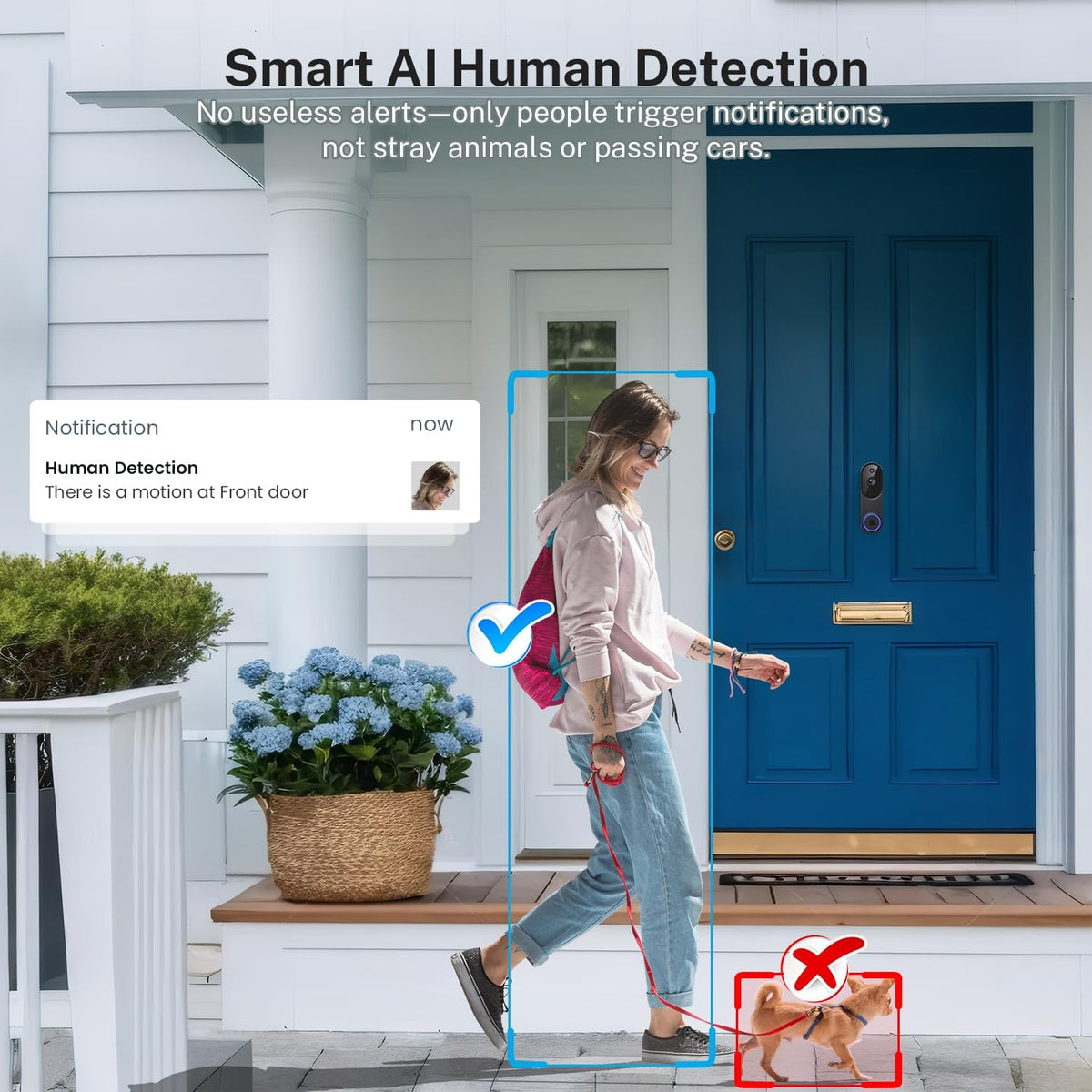 Orbitell 1080p Wireless Wi-Fi Video Doorbell Camera with Two Way Audio, Night Vision, Cloud Storage, Smart AI Motion Detection, Support 2.4GHz Wi-Fi only