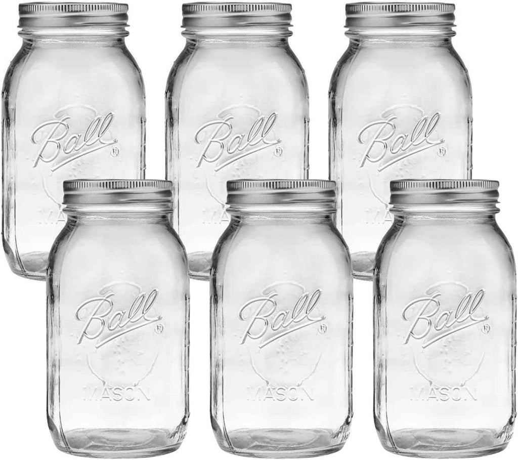 Ball Wide Mouth Glass Mason Jars with Lids and Bands, Used for Canning, Pickling, Juice, Jam, Jelly, Quart Size 32 Ounce (Pack of 2)