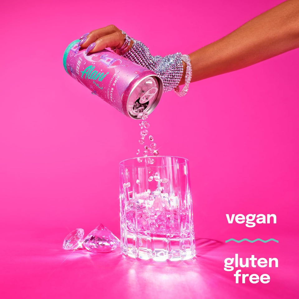 Alani Nu PINK SLUSH, Sugar Free, Low Calorie Energy Drinks, 200mg Caffeine, Biotin, B Vitamins, Zero Sugar, 10 Calories, 12 Fl Oz Cans, 12 Pack
