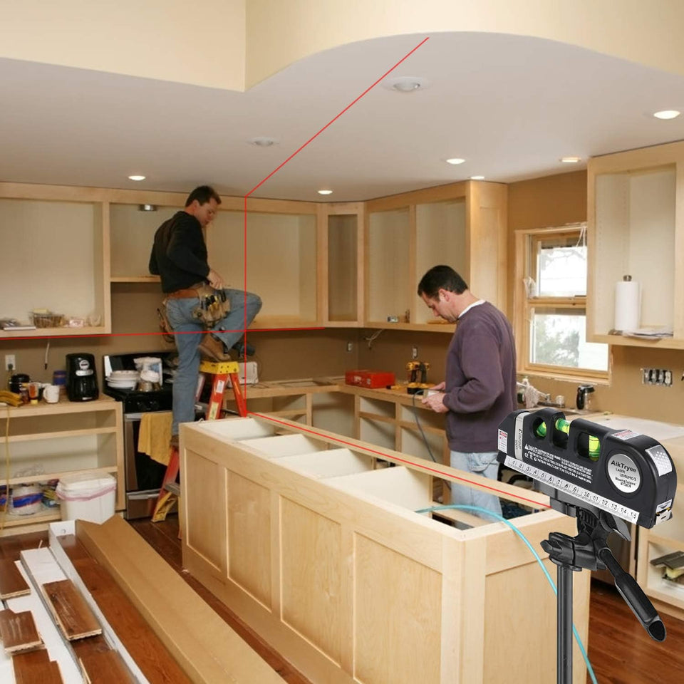 Laser Level Line Tool, MultiPLrpose Laser Level Kit Standard Cross Line Laser leveler Beam Tool with Metric Rulers 8ft/2.5M for Picture Hanging cabinets Tile Walls by AikTryee.