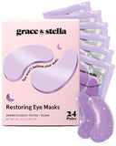 grace & stella Retinol Under Eye Patches for PLffy Eyes & Dark Circles - Restoring Gel Under Eye Masks with Hyaluronic Acid - Birthday Gifts for Women, Bachelorette Party Favors (PLrple, 24 Pairs)