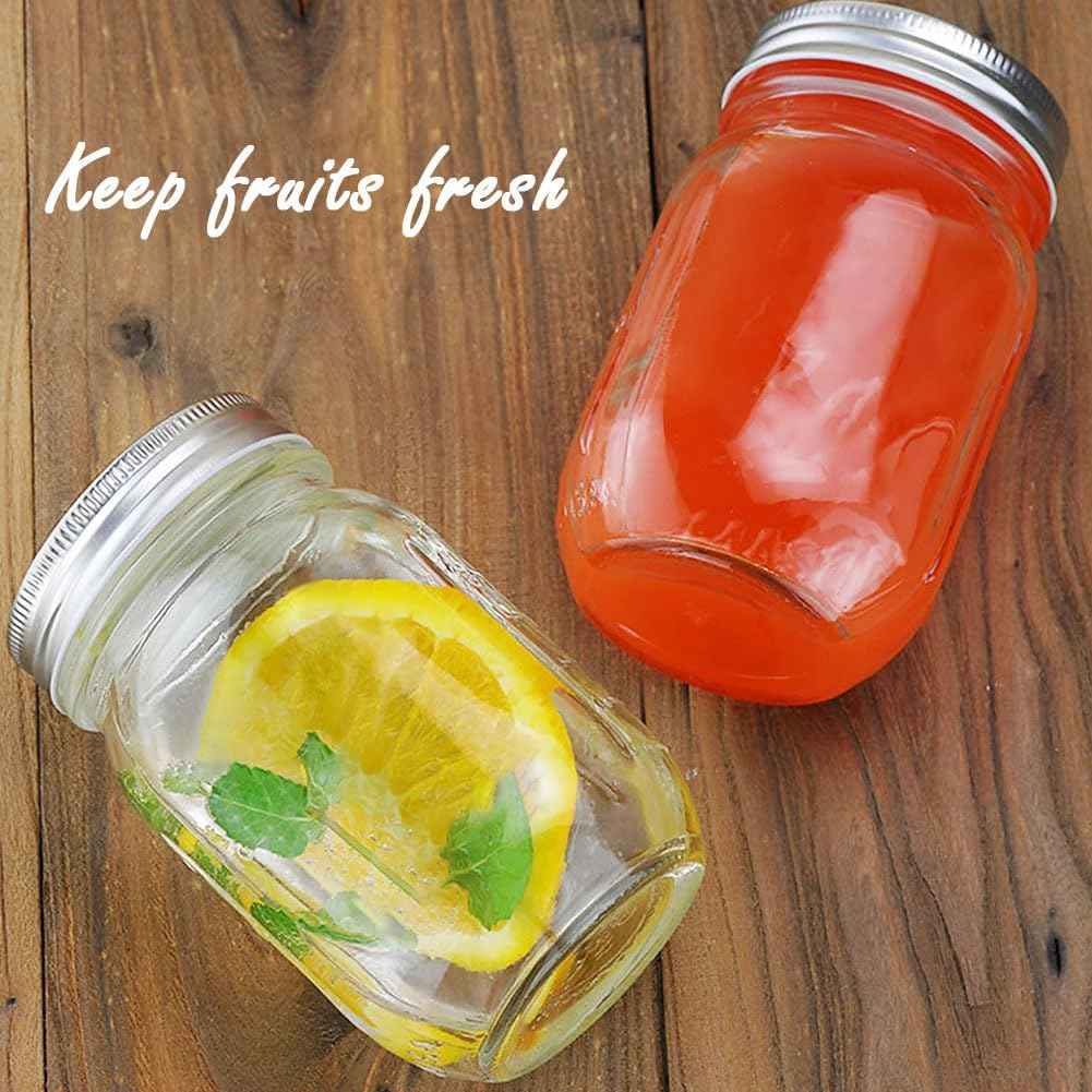Showvigor 2 Pack Regular Mouth Mason Jars 16oz Glass Canning Jars with Airtight Lids for Preserving, Jam, Honey, Jelly, Wedding Favors, Sauces, Meal Prep, Overnight Oats, Salad