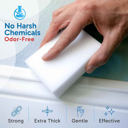 Premium Melamine Sponge Scrubber Pads - Extra Large, Thick & Long Lasting for Bathtub, Floor, Baseboard, Bathroom & Wall Cleaning