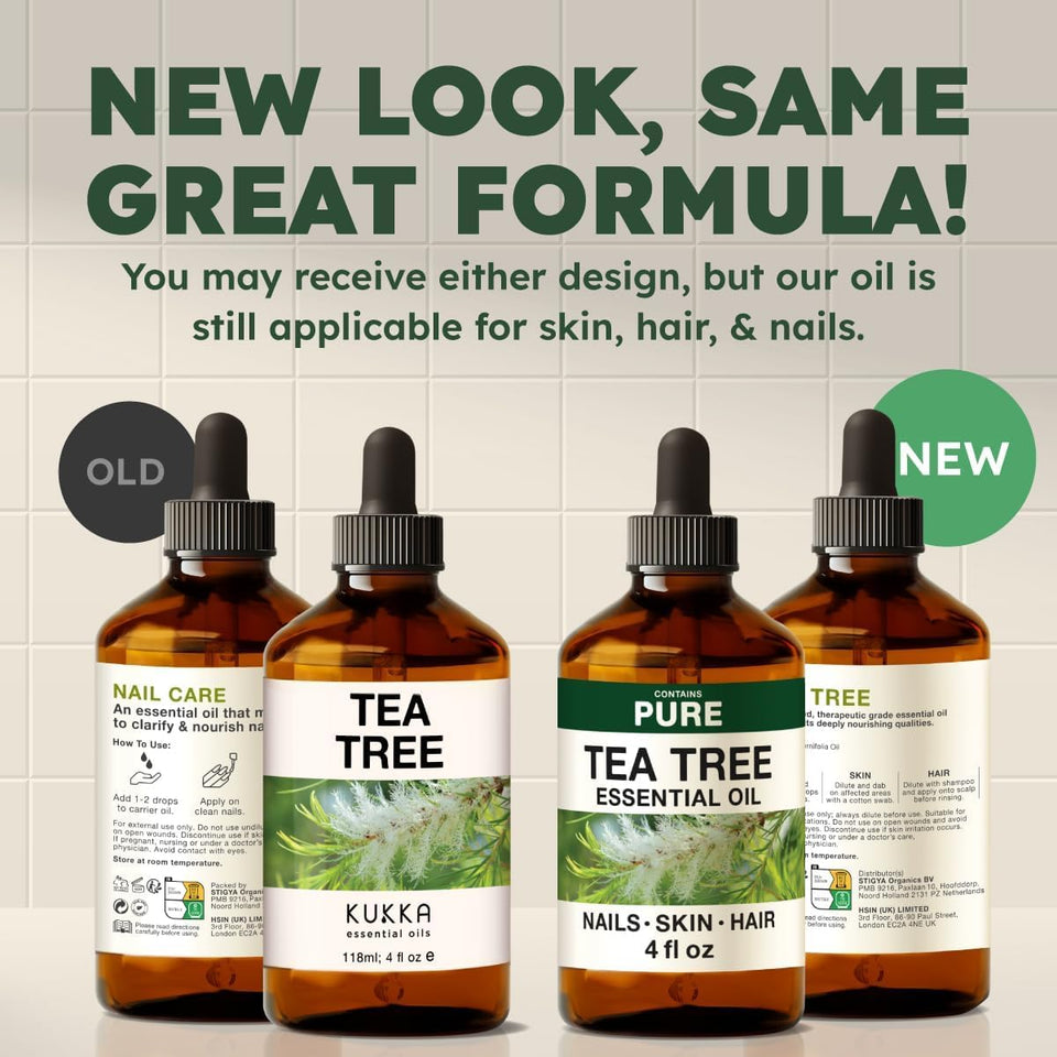 100% PLre Tea Tree Oil - 4 Fl Oz Tea Tree Essential Oil for Hair, Skin, Diffuser, Aromatherapy & DIY Soap Making Scent