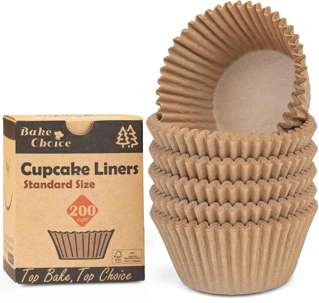 200pcs Non-stick Standard Cupcake Liners for Baking, Natural, Food-grade Cupcake Wrappers, Greaseproof Parchment Muffin Liners by [Brand]