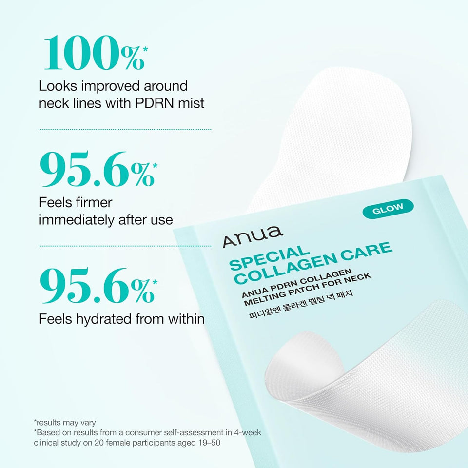 Anua PDRN Collagen Melting Patch for Neck, Lifting and Firming, Thin Film Patch for Neck Fine Lines & Forehead, Plumping Effect with Salmon DNA, Korean Skincare, 0.02g x 4EA
