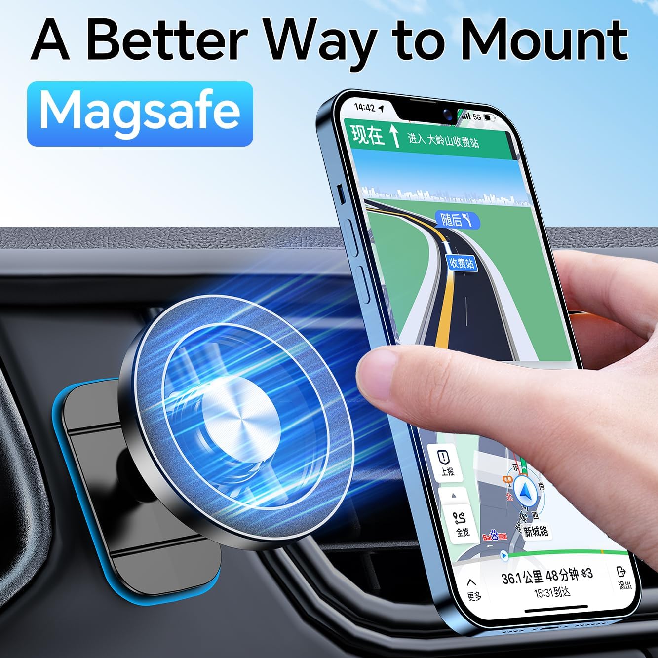 Kaistyle for Magsafe Car Mount【Strong Magnets】Magnetic Phone Holder for Car Phone Holder Mount Dash Mounted Holders Phone Holders for Your Car Accessories for Women Men Mothers Gifts for iPhone 17 16