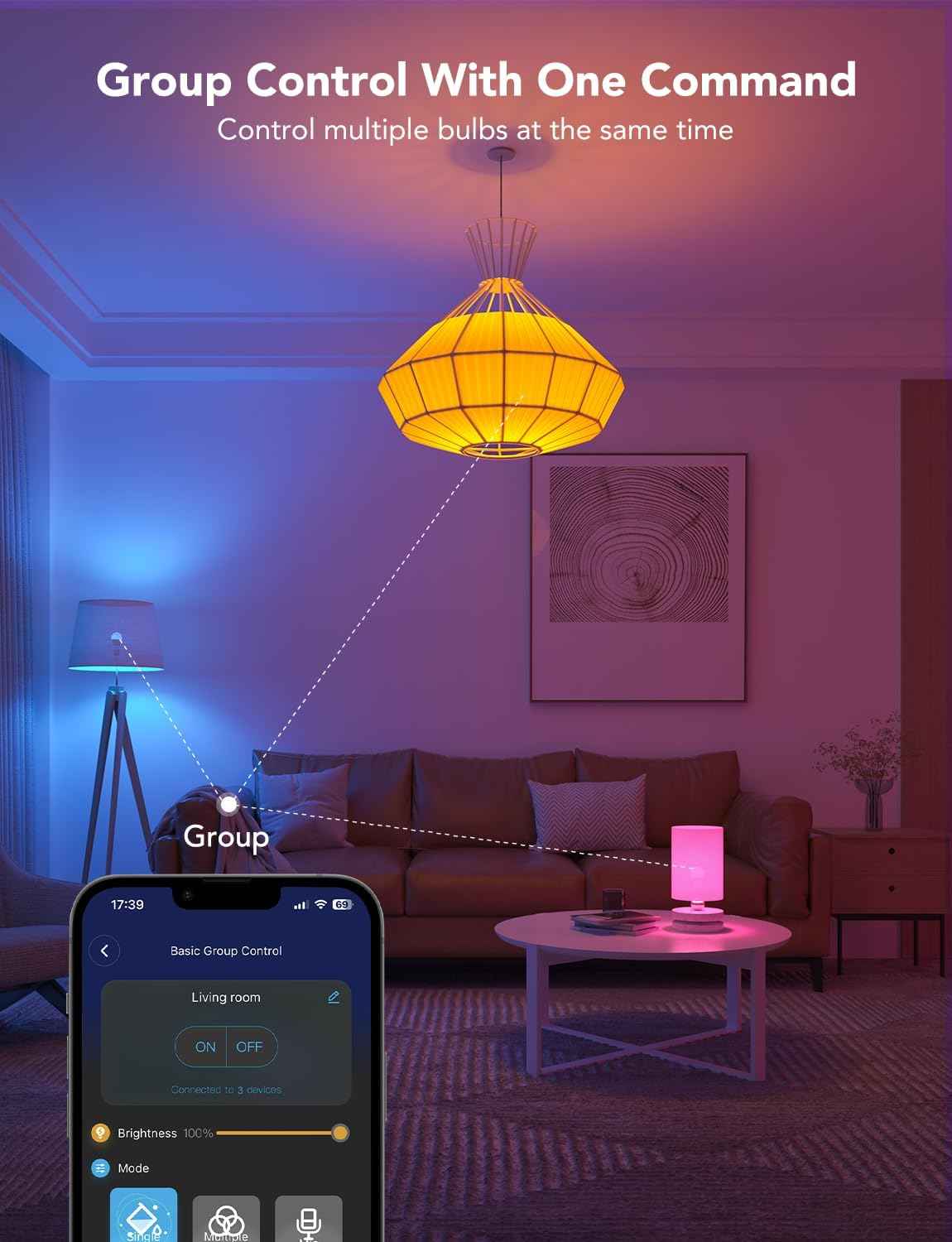 Govee Smart Light Bulbs, 1200 Lumens Dimmable BR30 Bulbs, RGBWW Color Changing Light Bulb, Flood Light Bulbs Work with Alexa, Google Assistant, WiFi & Bluetooth LED Bulbs, Music Sync, 2 Pack