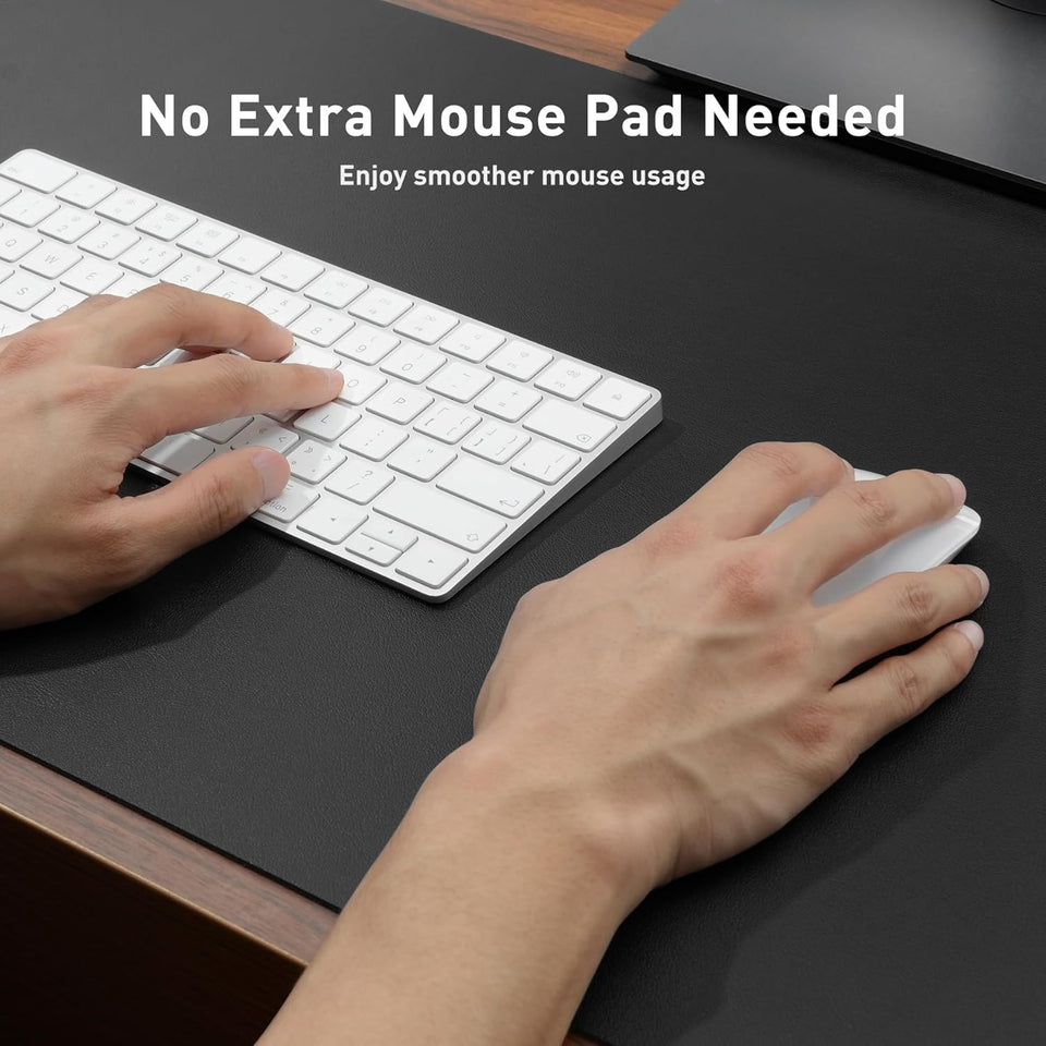 Aothia Non-Slip Waterproof PL Leather Desk Pad Protector for Mouse, Writing Desk, Office, Home, Laptop Blotter, 23.6" x 13.7", Black