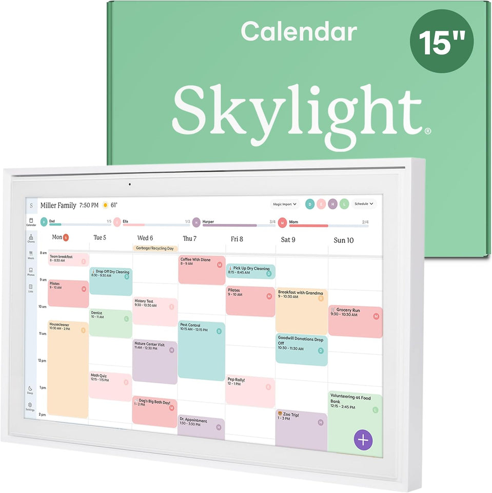 Skylight Calendar: 15-inch Wall Planner Digital Calendar & Chore Chart, Smart Touchscreen Interactive Display for Family Schedules – Wall Mount Included, Great for Organizing Your 2026 Calendar