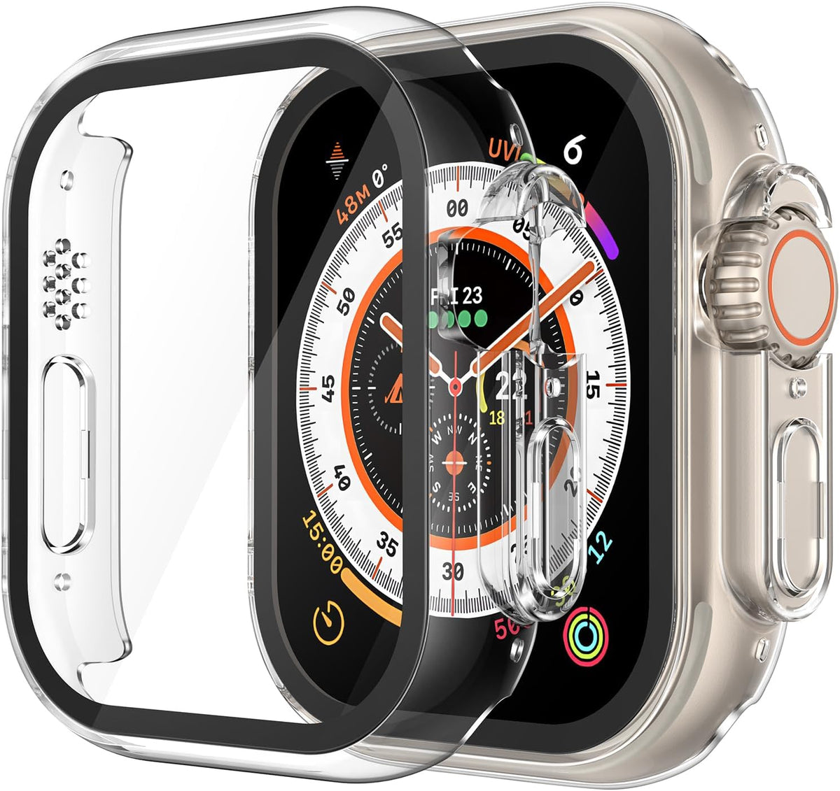Misxi tempered glass case for Apple Watch Series 7 (2021) 46mm and Series 6 watch