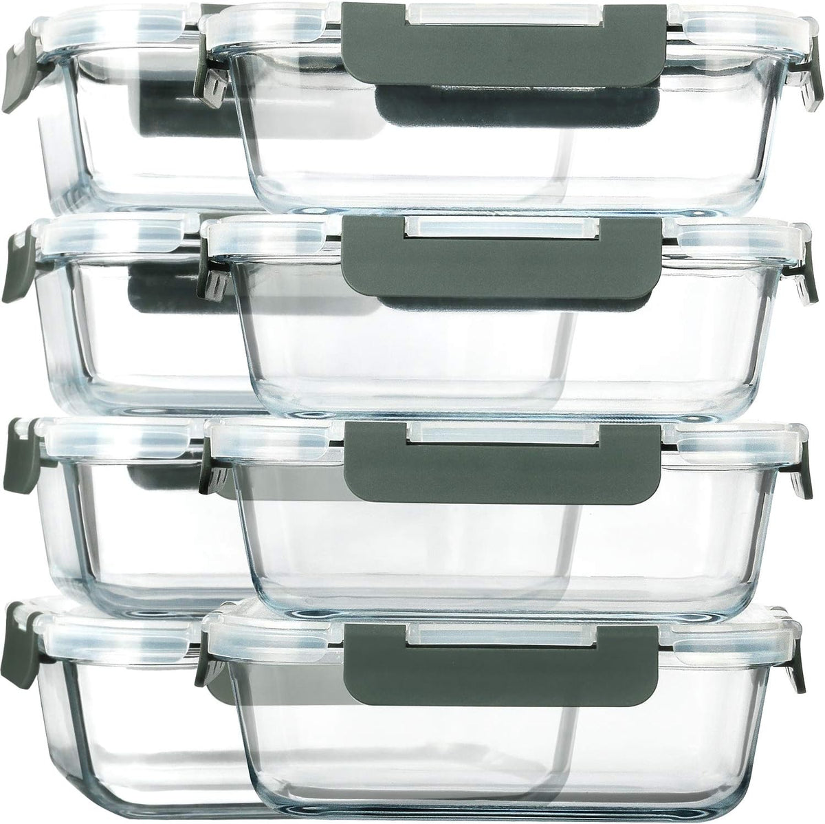 8-Pack,30 oz Glass Meal Prep Containers,Glass Food Storage Containers,Airtight lunch Containers with Lids, Microwave, Oven, Freezer and Dishwasher