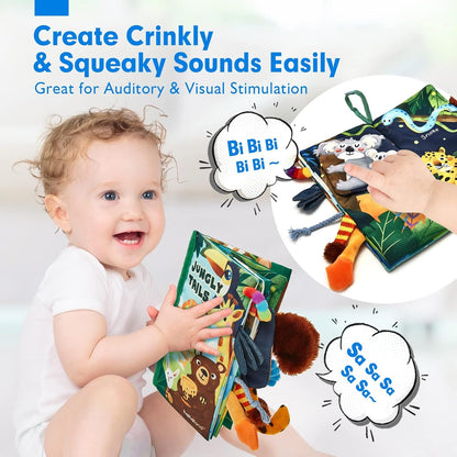 hahaland Baby Books 0-6 Months,Infant Tummy Time Toy Sensory Toys 6 to 12 Months Touch Feel Book Travel Toy Gifts for Boy Girl 0-3 Month Baby Shower Birthday Gifts Stocking Stuffers (Single)