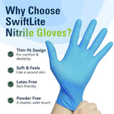SWIFTLITE Nitrile Gloves, Food Safe Disposable Gloves Latex Free, Blue Rubber Gloves Powder Free for Cooking and Cleaning