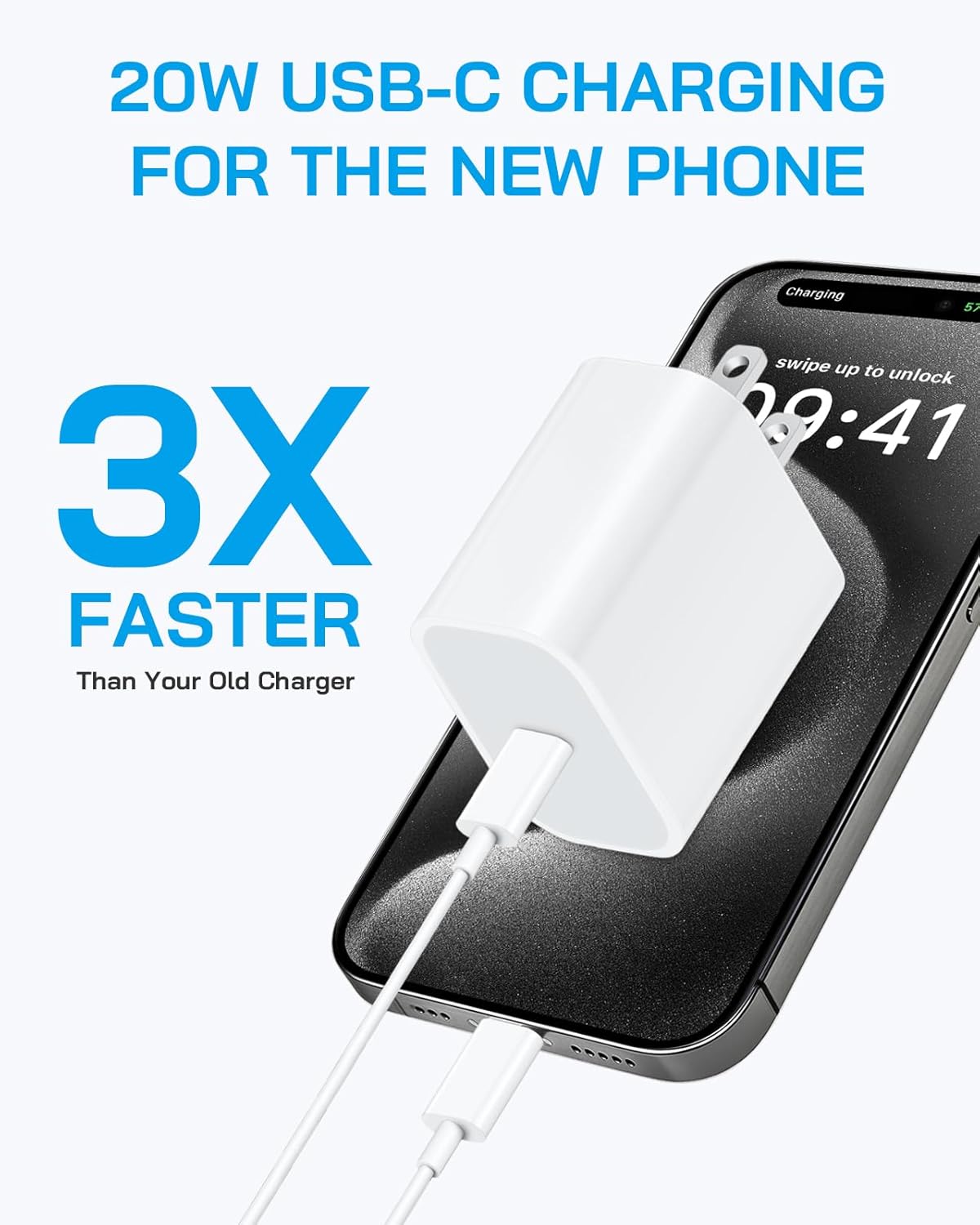 3 Pack AISNI Fast Charger Block Compatible with iPhone 17 16 15 Charger Fast Charging USB C Charger Long Type C Chargers Cord 6 FT for iP17 Air/17 Pro Max/16/15 Pro Max Series and Type C Device-White