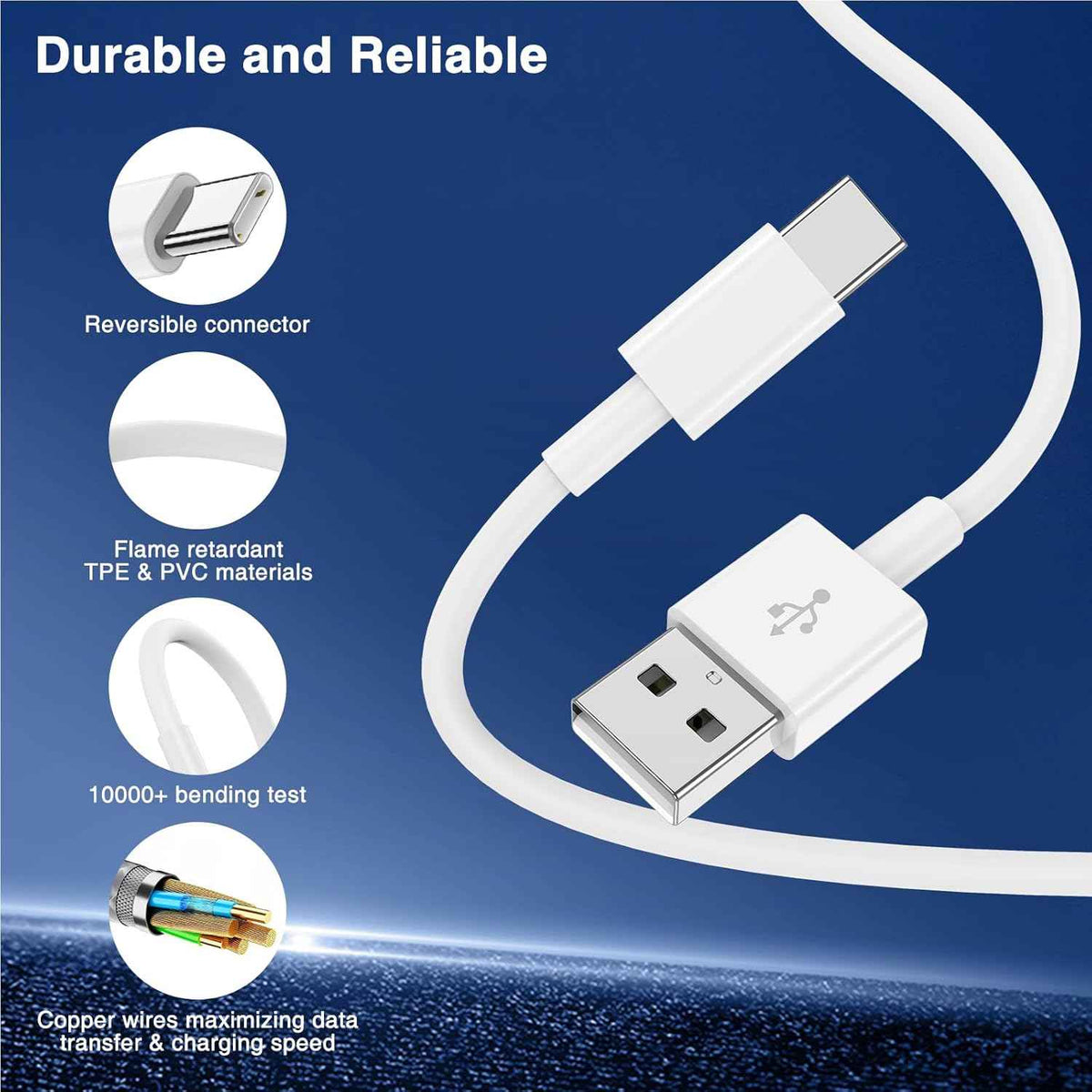 Apple CarPlay compatible cables, 3-pack: 3.3FT, 3.3FT, 6FT USB A to USB C for iPhone 17, 16, 15, iPad, MacBook