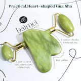 BAIMEI IcyMe Gua Sha & Jade Roller Facial Tools Face Roller and Gua Sha Set for PLffiness and Redness Reducing Skin Care Routine, Self Care for Men Women - Green