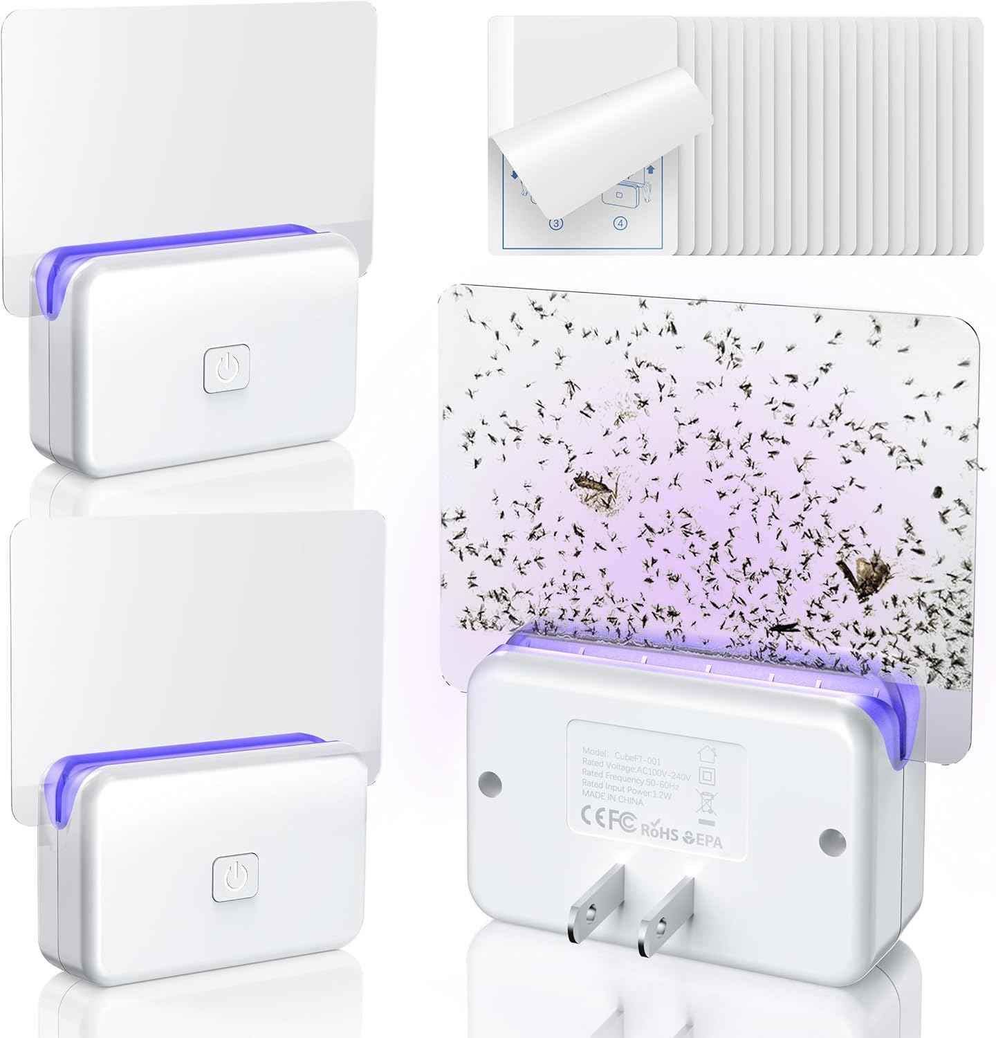 Fruit Fly Traps for Indoors (1 Device+10 Refills) Plug in Fly Trap for Gnats, Fruit Flies, Flying Insects Sleek Design Indoor Safe