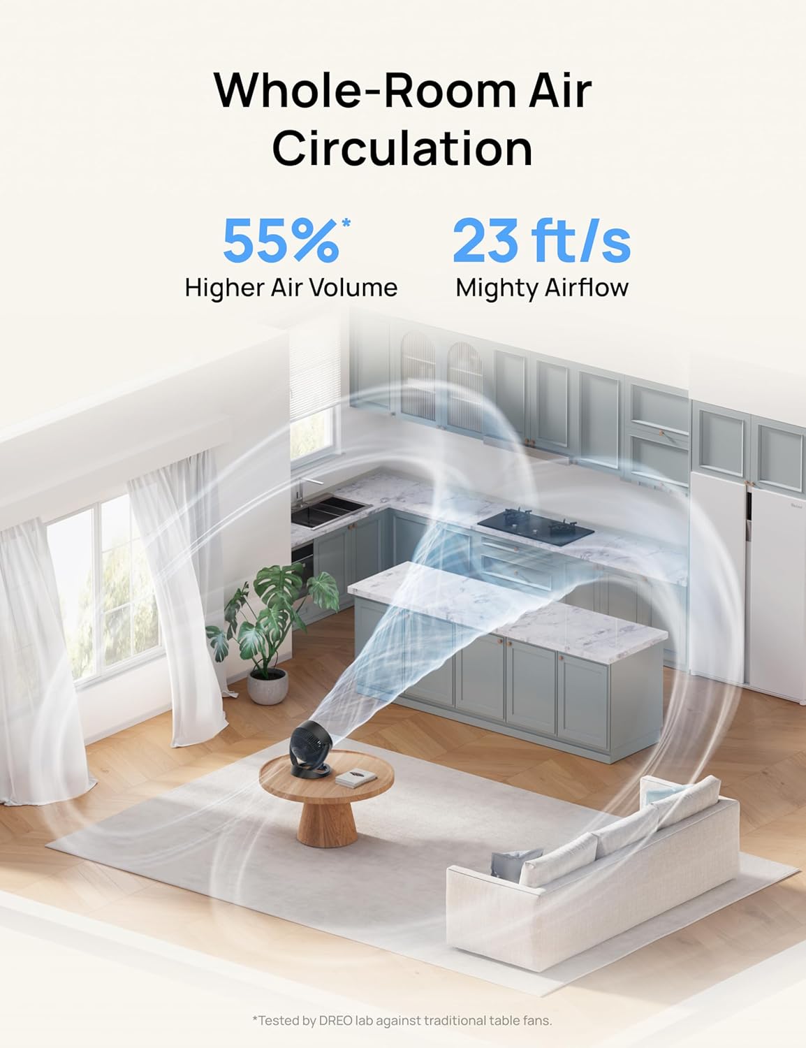 DREO Fan for Bedroom, 12 Inches, 70ft Powerful Airflow, 28db Quiet Table Air Circulator Fans for Whole Room, 120° Adjustable Tilt, 3 Speeds, Desktop Fan for Home, Office, Kitchen