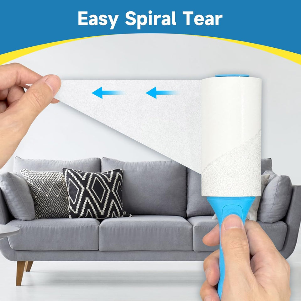 Swihauk 600 Sheets Extra Sticky Lint Rollers for Pet Hair, Easy Spiral Tear Lint Roller for Clothes with Ergonomic Handle, MultiPLrpose Lint Remover for Furniture, Carpet, Car Seat