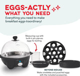 Dash Rapid Egg Cooker - Boiler, Poacher & Steamer - Includes Measuring & Recipe Guide - Dishwasher Safe - BPA Free - Holds 7 Eggs, Black