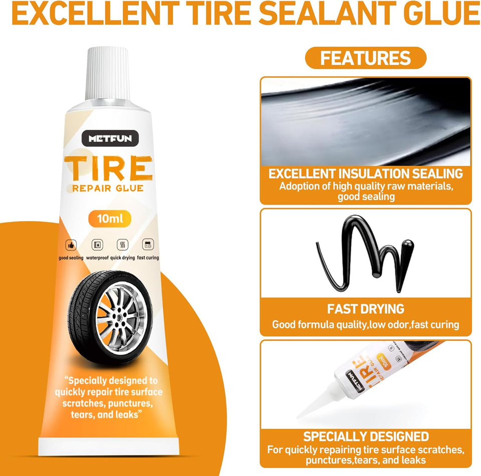 40 PCS Tire Repair Rubber Nails Kit with 2 Tubes of Black Tire Sealant Glue, 2026 New Screw in Tire Plugs Kit, Fast Self-Service Tire Repair Screws Kit for Car Motorcycle Truck Tractor PLncture Repair
