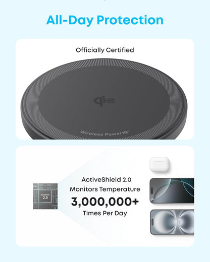 Anker Zolo Magnetic Wireless Charger, 2-Pack Qi2 Certified 15W MagSafe-Compatible Wireless Charging Pad, for iPhone 17/16/15/14/13 Series, AirPods, and More (Not for Pixel, Adapter Not Included)