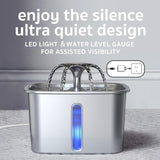 Veken Innovation Award Winner Stainless Steel Cat Water Fountain, 95oz/2.8L Automatic Pet Fountain Dog Water Dispenser with Replacement Filters & Silicone Mat, Gifts for Cats, Dogs (Silver)