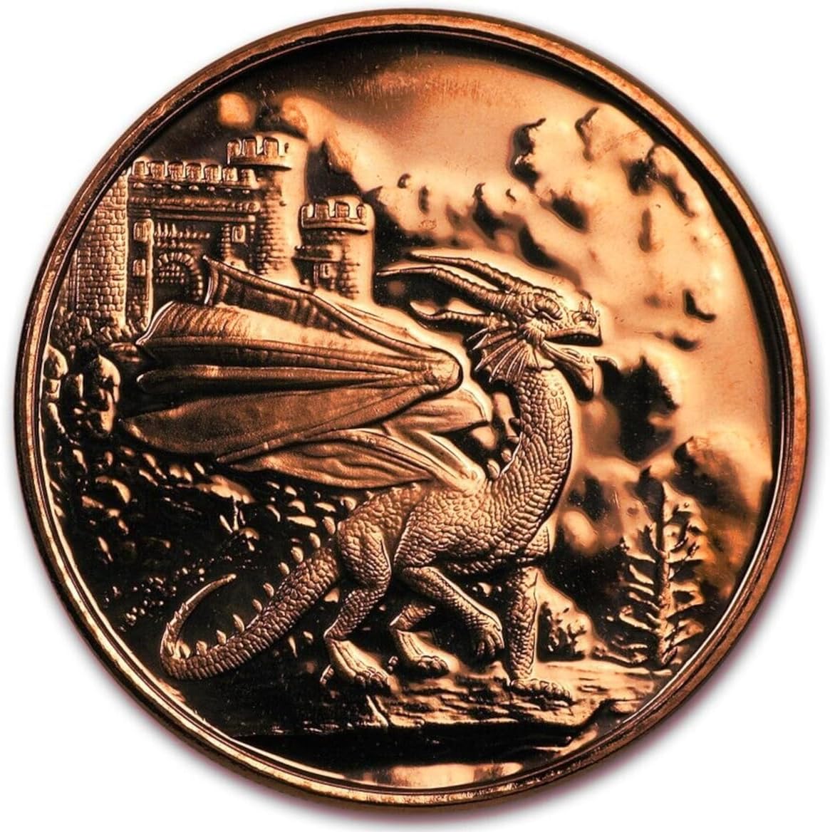 Welsh Red Dragon Celtic 1 oz Pure .999 Copper Round Bullion Coin in Capsule with COA by Heavenly Metals