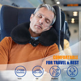SAIREIDER Travel Pillow 100% PLre Memory Foam Travel Neck Pillow, Airplane Pillow for Traveling、Car、Home、Office，Washable Cover（Black）