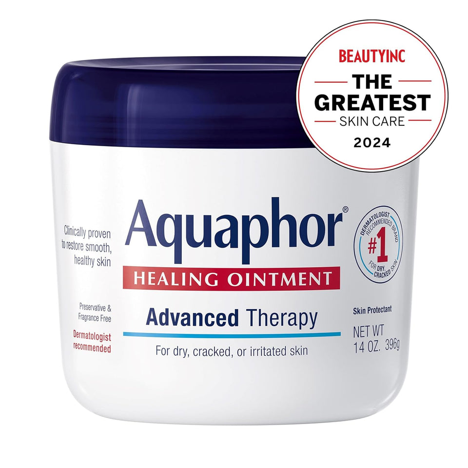 Aquaphor Healing Ointment, Advanced Therapy Skin Protectant, Multi-PLrpose Healing Ointment and Body Moisturizer, For Dry, Cracked Skin, Minor Cuts and Burns, 14 Oz Jar