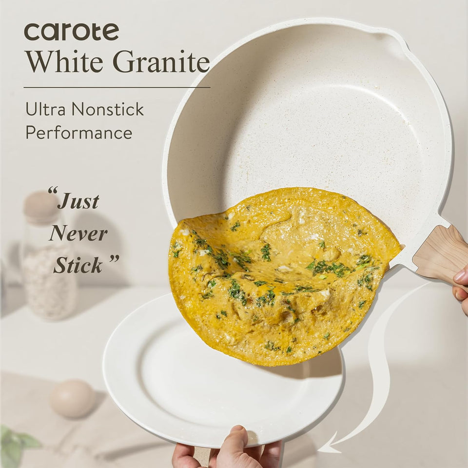CAROTE 44pcs Pots and Pan Set Nonstick, Cookware Sets, Cooking Set Non Stick, Induction Cook Ware with Bakeware Set, Kitchen Knife Set