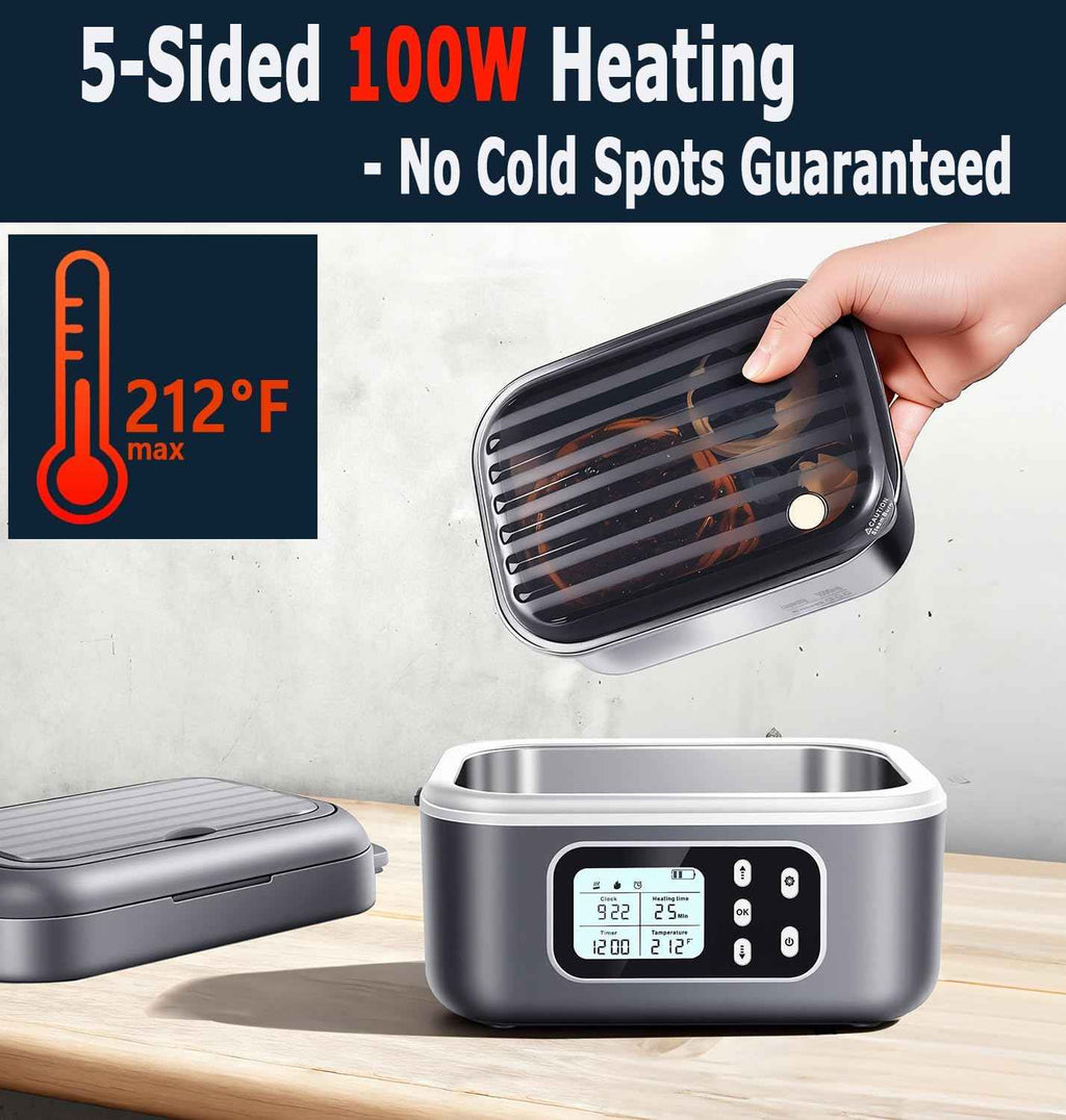 2 x 6.3-Cup Cordless Electric Heated Lunch Box, 100W Rechargeable Portable Food Warmer for Adults Work Travel Car - Battery-Powered & Self-Heating