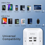 Addtam Surge Protector 5 Outlet Extender with 4 USB Ports & USB C