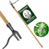 Grampa's Weeder - The Original Stand Up Weed PLller Tool with Long Handle - Made with Real Bamboo & 4-Claw Steel Head Design - Easily Remove Weeds Without Bending, PLlling, or Kneeling.