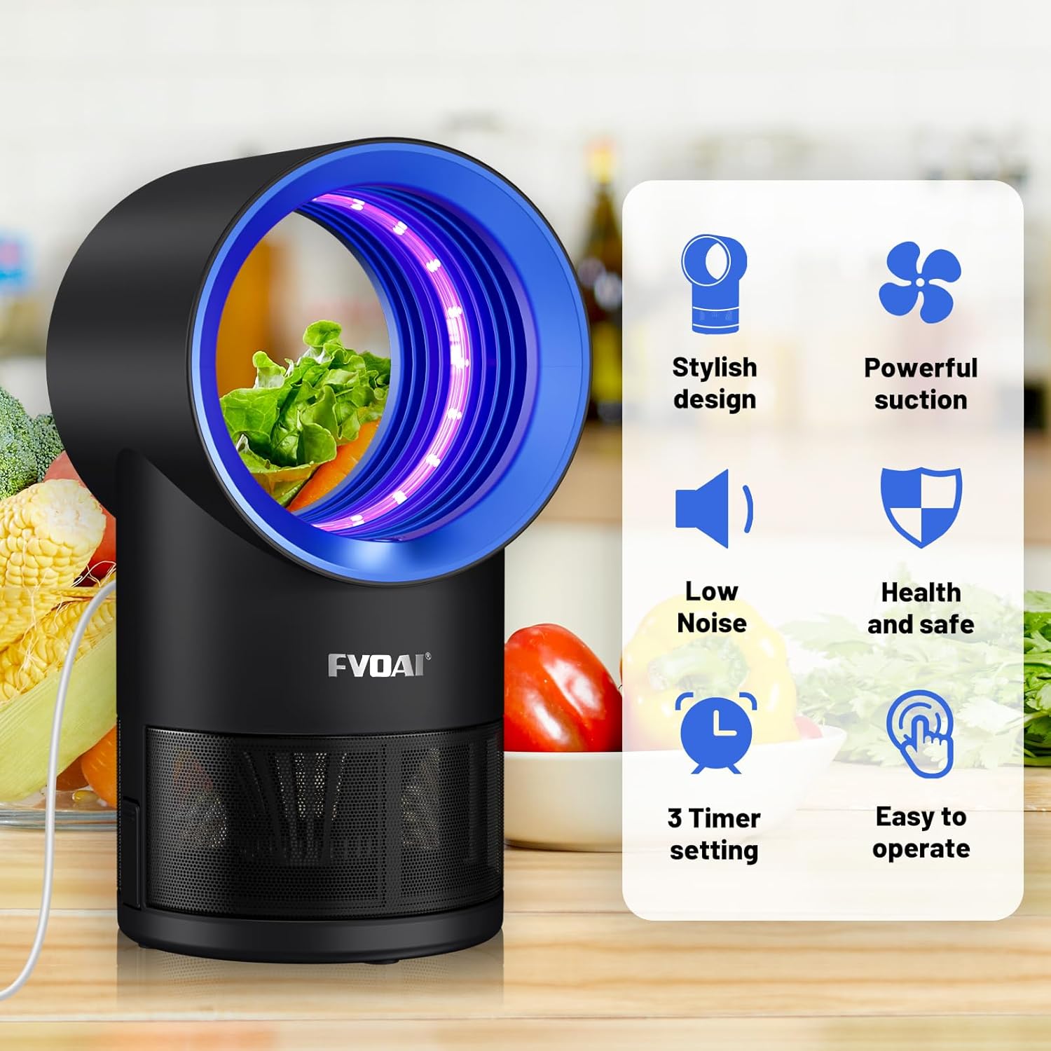 Fruit Fly Trap for Indoors, Fly Traps for Home Gnat Traps House Indoor, Indoor Insect Trap with Time Setting, 10 Sticky Glue Boards (Blue)