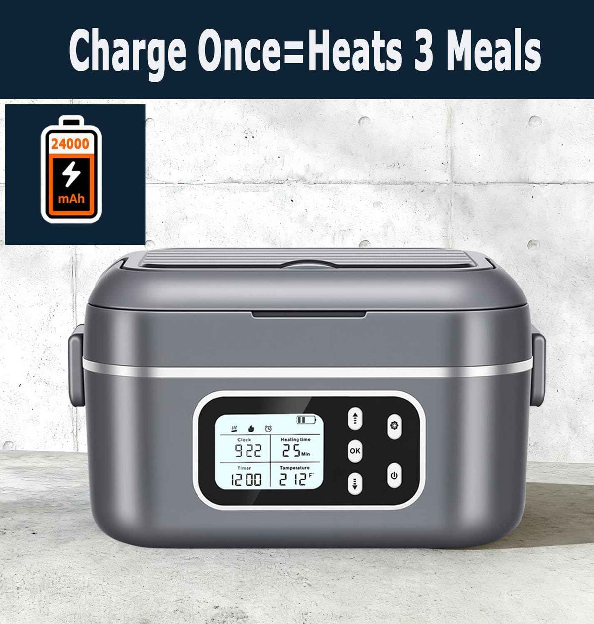 2 x 6.3-Cup Cordless Electric Heated Lunch Box, 100W Rechargeable Portable Food Warmer for Adults and Travel