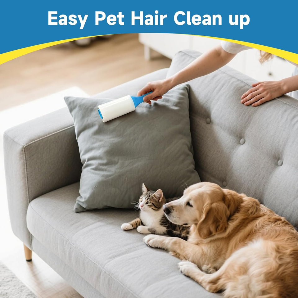 Swihauk 600 Sheets Extra Sticky Lint Rollers for Pet Hair, Easy Spiral Tear Lint Roller for Clothes with Ergonomic Handle, MultiPLrpose Lint Remover for Furniture, Carpet, Car Seat