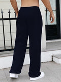GORGLITTER Men's Baggy Wide Leg Sweatpants Y2K Striped Side Drawstring Waist Barrel Track Pants with Pockets