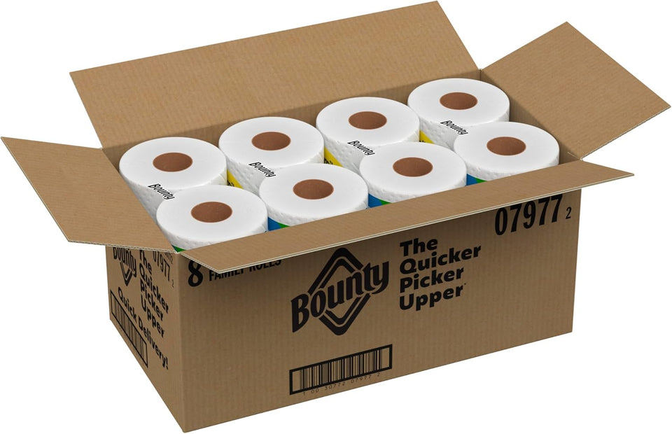 Bounty Quick Size Paper Towels, White, 8 Family Rolls = 20 Regular Rolls - PureLivingMart
